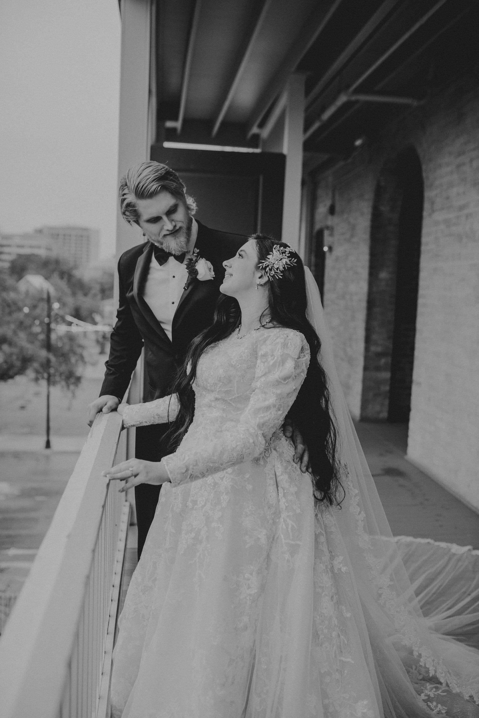 Ryan and Makayla on their wedding day at the Fairmount Hotel in San Antonio